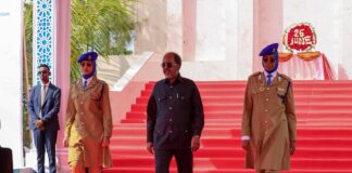 Madaxweyne Xasan Sheekh Maxamuud oo ubax dhigay Taallada Dhagaxtuur munaasabadda 26-ka Juun