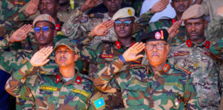 Kaaliyaha Taliska Ciidanka Xoogga Dalka Soomaaliyeed oo ka qeyb galay munaasabad rasmi ah oo lagu dhaarinayay Dufcadda 9aad ee Layli-Saraakiisha Guutada 22aad ee Kumaandooska Gorgor
