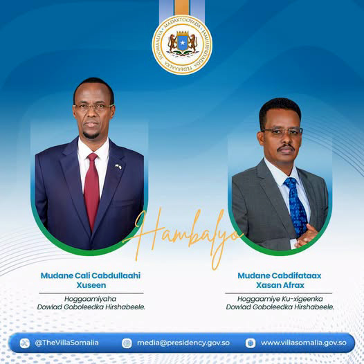 Madaxweyne Xasan Sheekh oo Hambalyo u Diray Cali Guudlaawe iyo Cabdifitaax Xasan Afrax